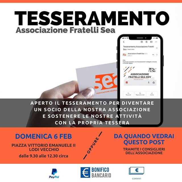 Aperte le iscrizioni per diventare socio dei Fratelli Sea 2022 Aperte le iscrizioni per diventare socio dei Fratelli Sea 2022